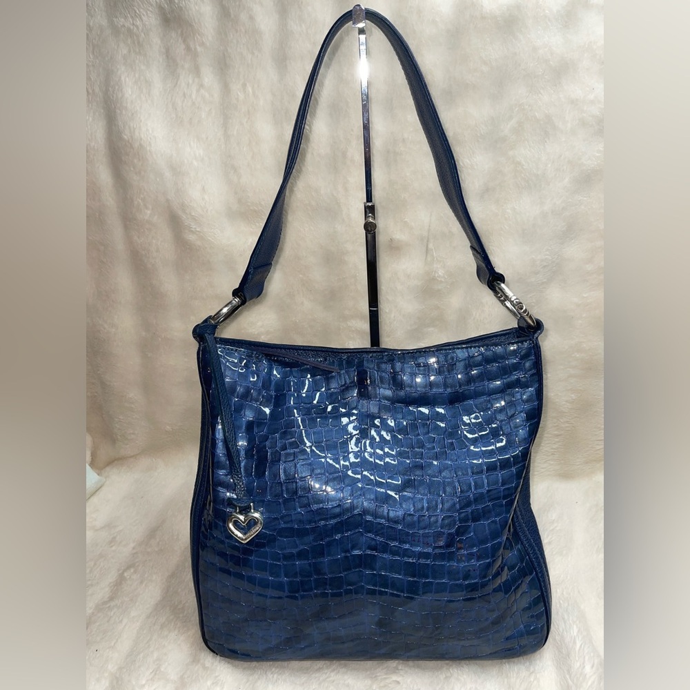 Brighton Cherie French Blue Crocodile-Embossed Shoulder Bag